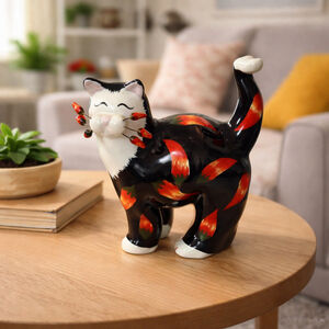 Lacombe Cat Figurine One Size Black Red Chili Accent Home Decor